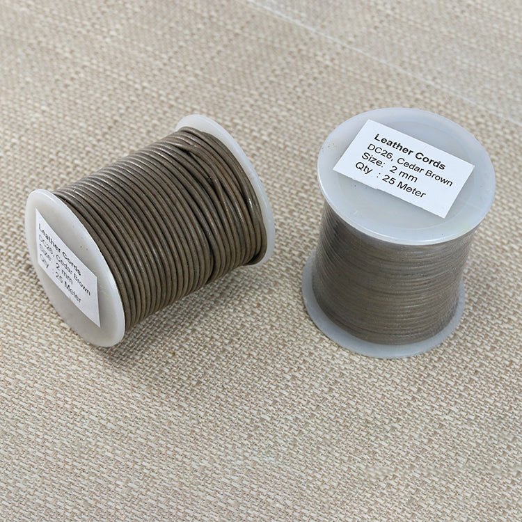 2mm round Indian leather - CEDAR BROWN - 25m SPOOL