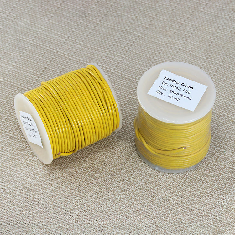 2mm round Indian leather - fire - 25m SPOOL