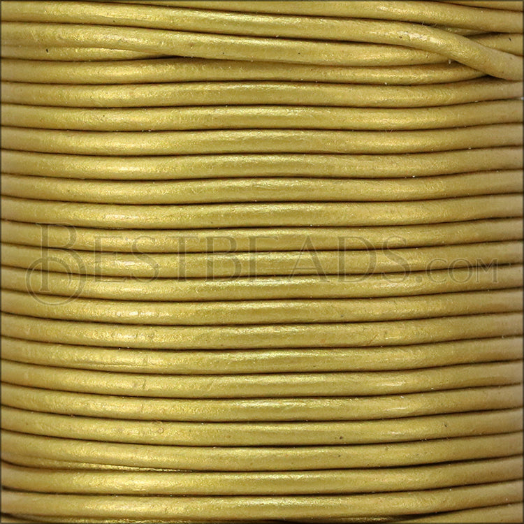 2mm round Indian leather - bronze METALLIC - 25m SPOOL
