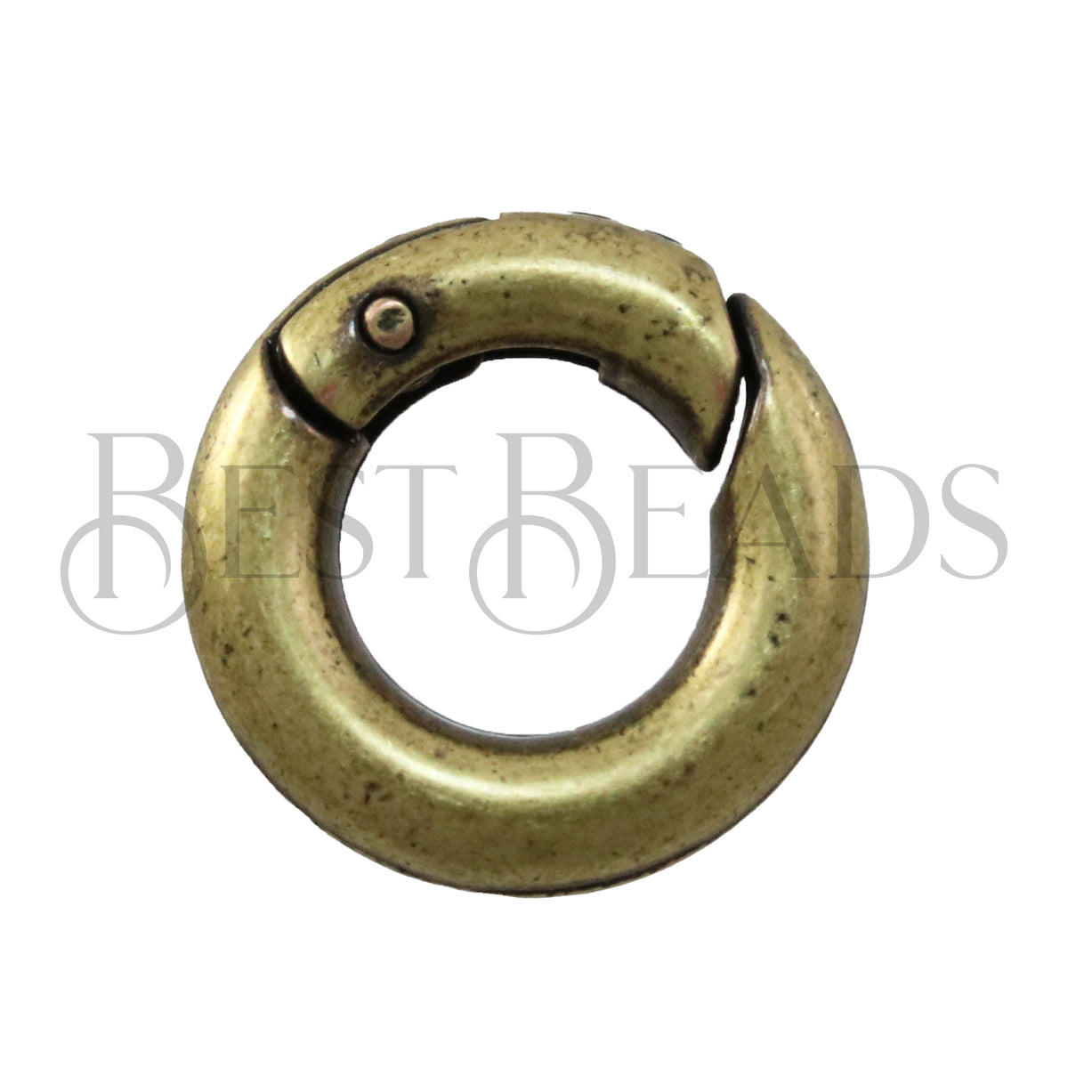 15mm Hinge Ring Clasp ANT. BRASS - 10 clasps