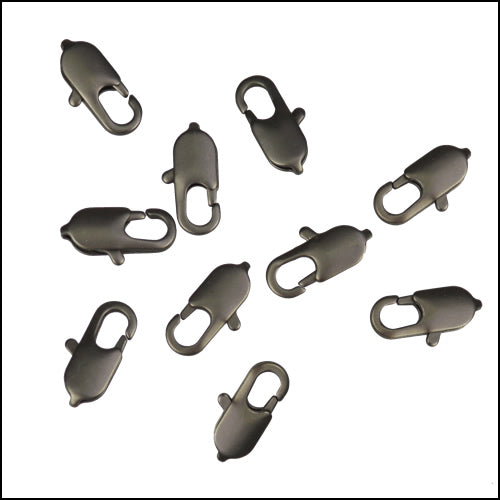 14mm x 5mm Oval Lobster Clasp MATTE GUNMETAL - 10 pcs