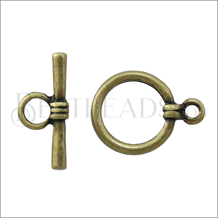 13mm Ornate Toggle Clasp ANT BRASS - 10 clasps