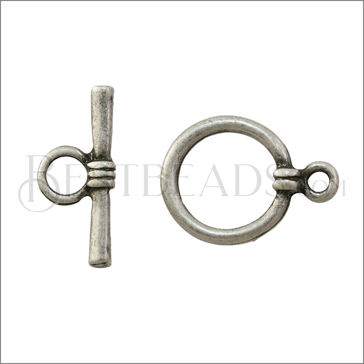 13mm Ornate Toggle Clasp ANT SILVER - 10 clasps