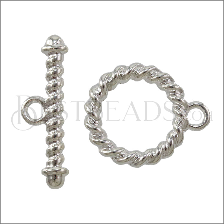 16mm Rope Swirl Toggle Clasp SILVER PLATE - 10 clasps