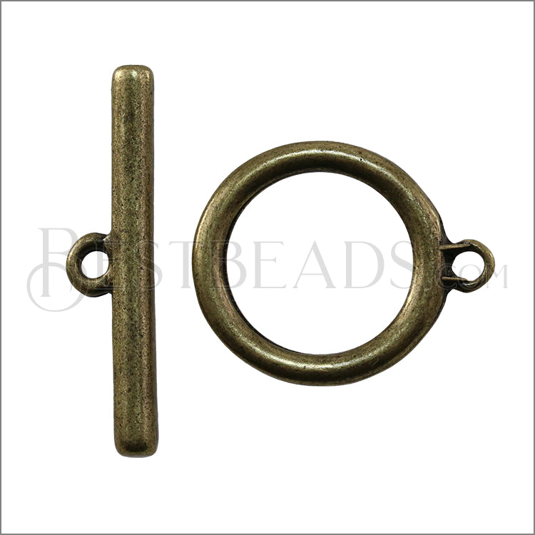 18mm Toggle Clasp ANT BRASS - 10 clasps