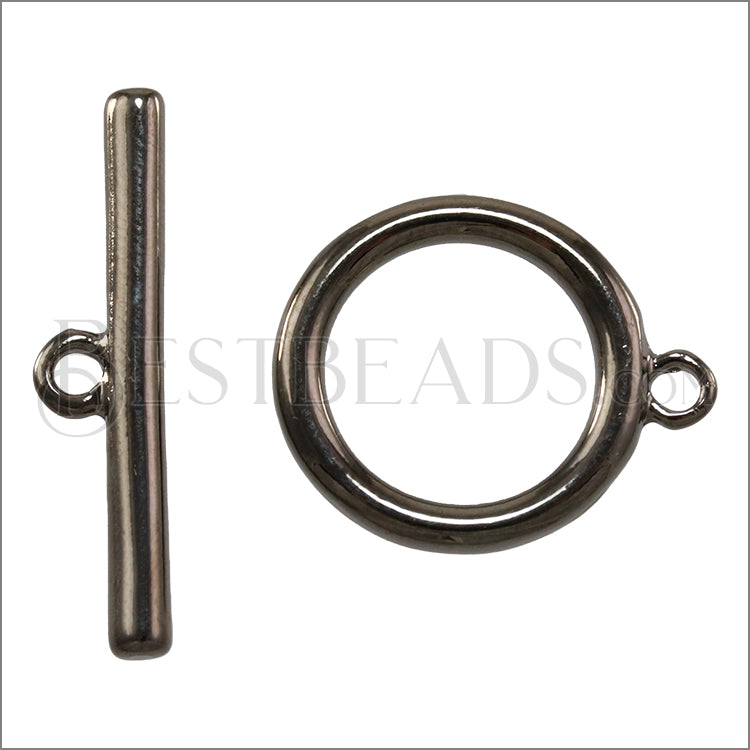 18mm Toggle Clasp MATTE GUNMETAL - 10 clasps