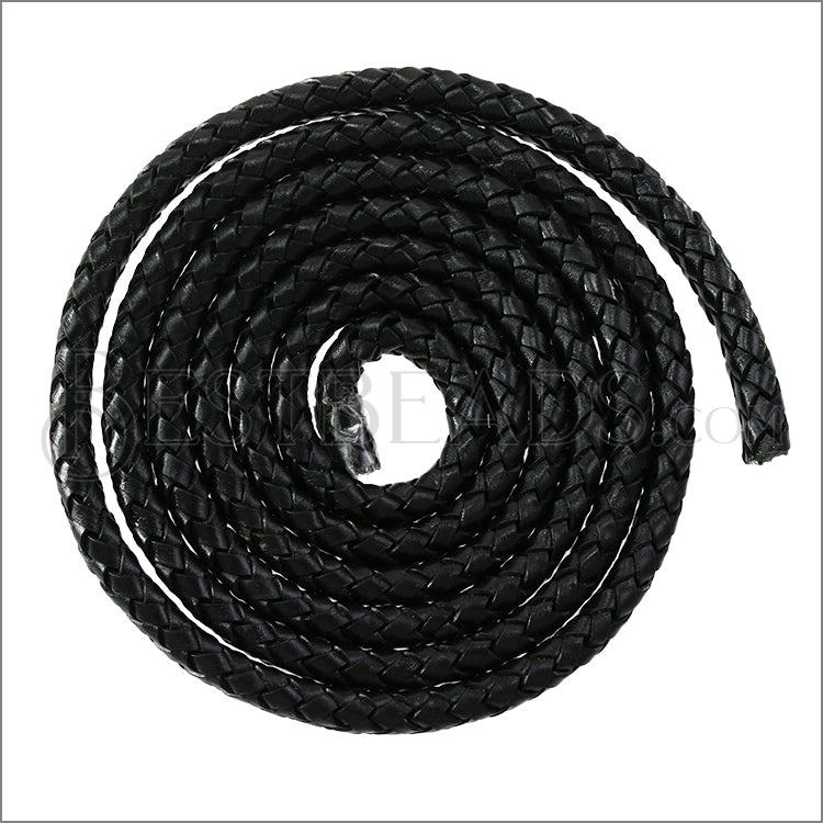 MINI Regaliz® Indian Braided Leather BLACK - 1 meter