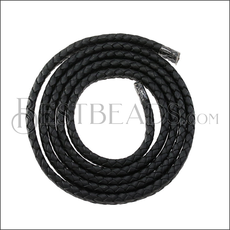 MINI Regaliz® Indian Braided Leather BLACK NATURAL - 1 meter