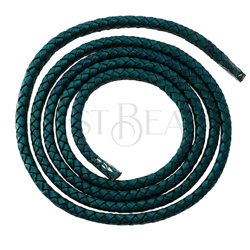 MINI Regaliz® Indian Braided Leather TURQUOISE NATURAL - 1 meter