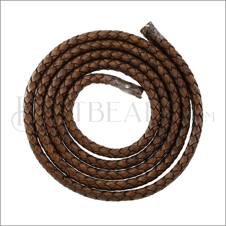 MINI Regaliz® Indian Braided Leather DIST BROWN NATURAL - 1 meter