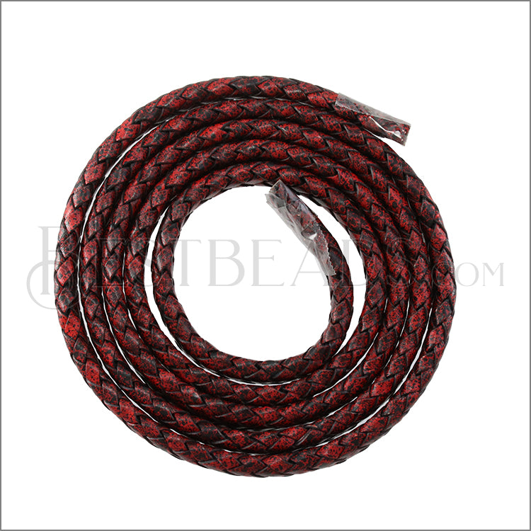 MINI Regaliz® Indian Braided Leather AUTUMN RED - 1 meter