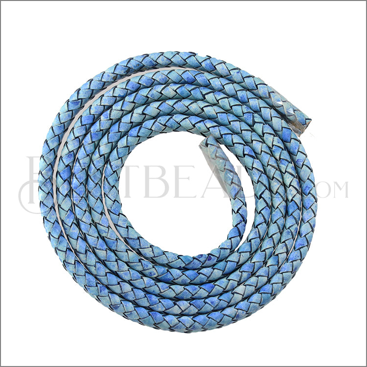 MINI Regaliz® Indian Braided Leather ELECTRIC BLUE - 1 meter
