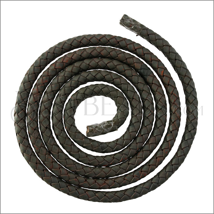 MINI Regaliz® Indian Braided Leather CHARCOAL - 1 meter coil