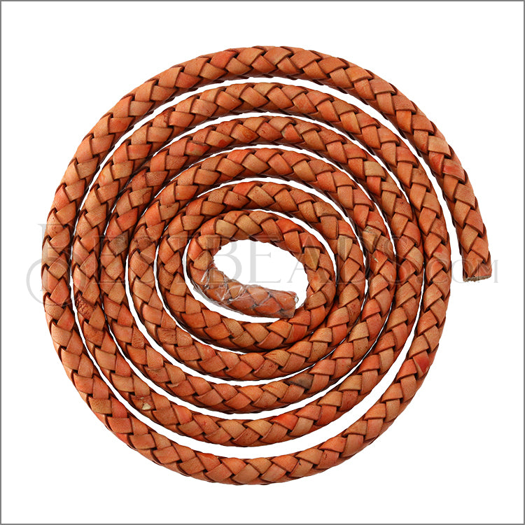 MINI Regaliz® Indian Braided Leather NATURAL ORANGE - 1 meter