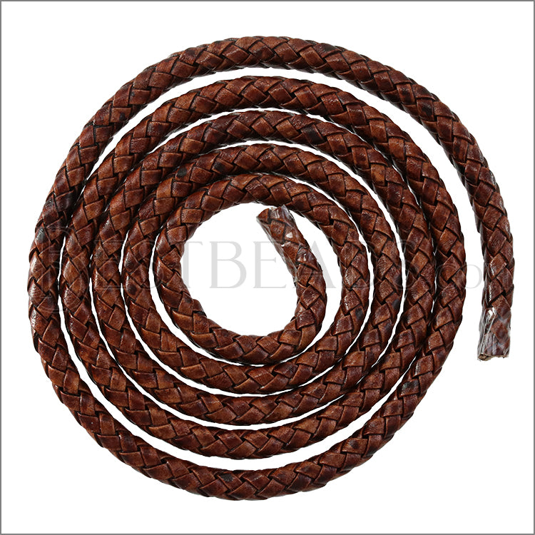MINI Regaliz® Indian Braided Leather NATURAL DK BROWN - 1 meter coil
