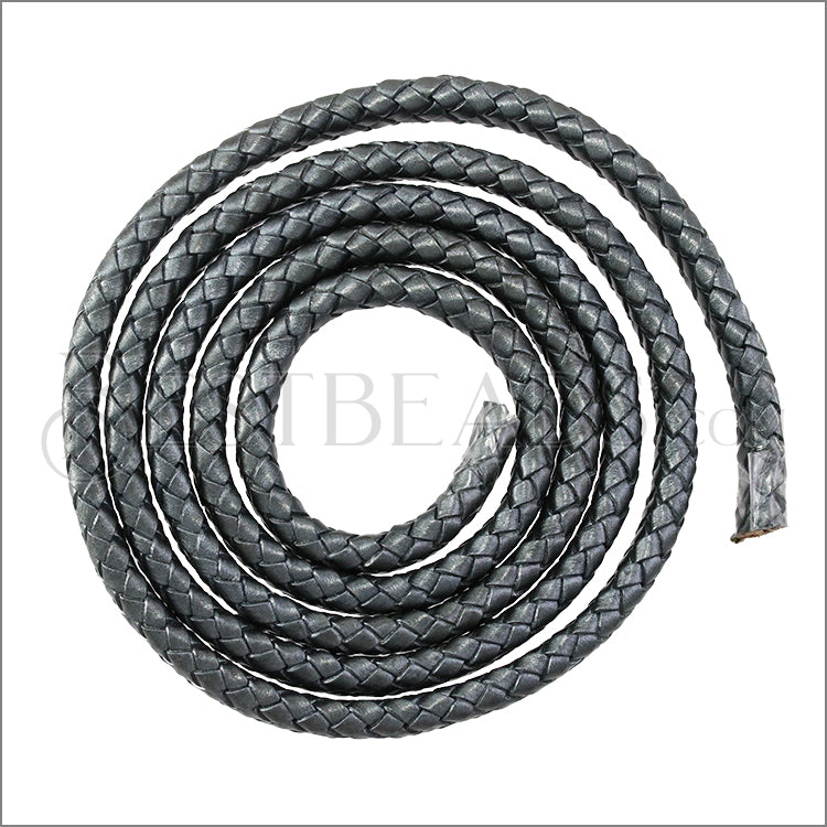 MINI Regaliz® Indian Braided Leather GRAPHITE - 1 meter coil