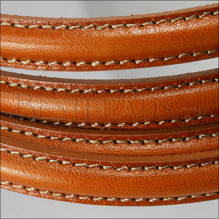 MINI Regaliz® Leather Oval STITCHED CAMEL - 1 meter