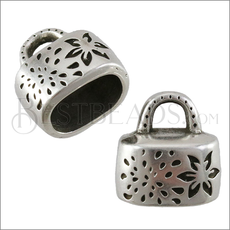 Regaliz® FLORAL BURST loop end ANT. SILVER - 10 pcs