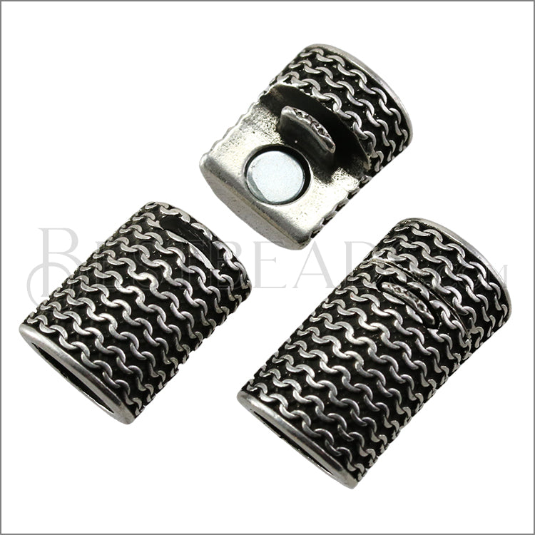 Regaliz® WAVES magnetic clasp ANTIQUE SILVER - 5 clasps per bag