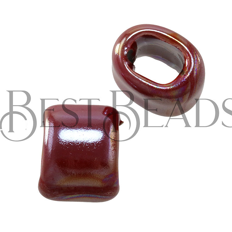 Regaliz® 15mm OVAL ceramic bead RED - 10 pcs