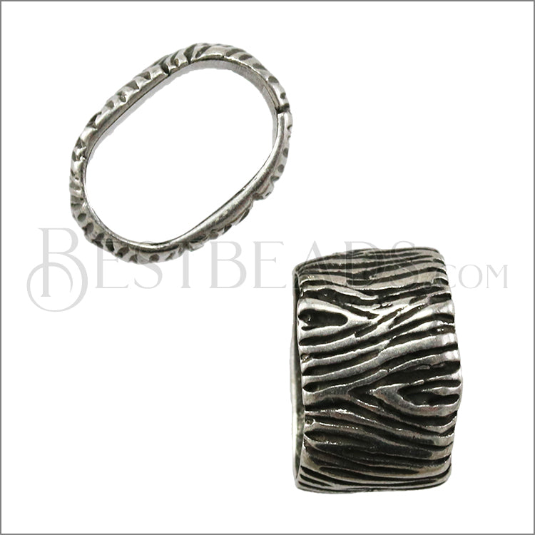 Regaliz® TREE BARK spacer ANT. SILVER - 10 pcs