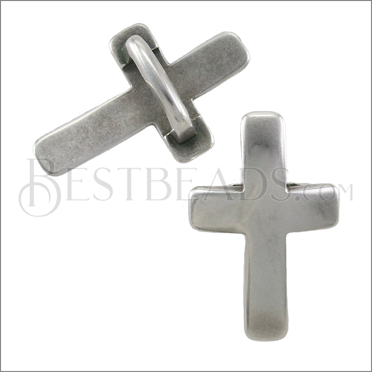 Regaliz® CURVED CROSS spacer ANT. SILVER - 10 pcs