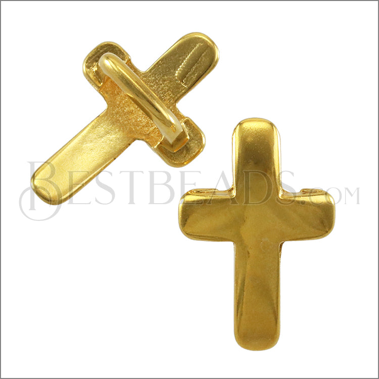 Regaliz® CURVED CROSS spacer SHINY GOLD - 10 pcs