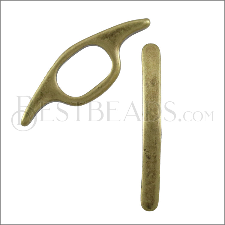 Regaliz® LONG CURVED BAR spacer ANT. BRASS - 10 pcs