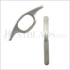 Regaliz® LONG CURVED BAR spacer ANT. SILVER - 10 pcs