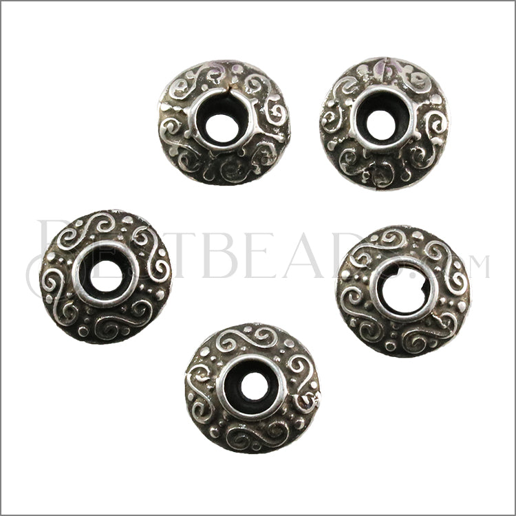 3.5mm SWIRL Bead Stopper ANT SILVER - 5 pcs