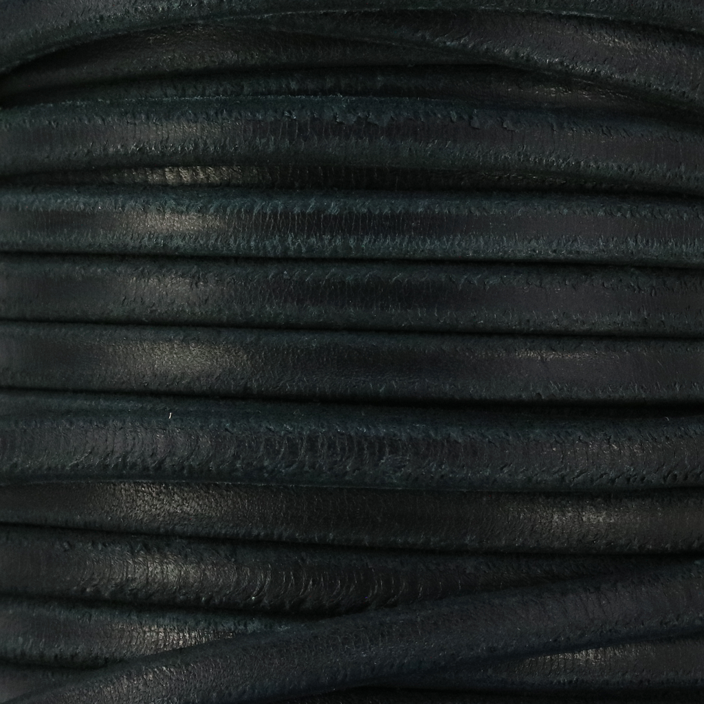 Small MINI Regaliz® Distressed Leather BLACK - 1 meter