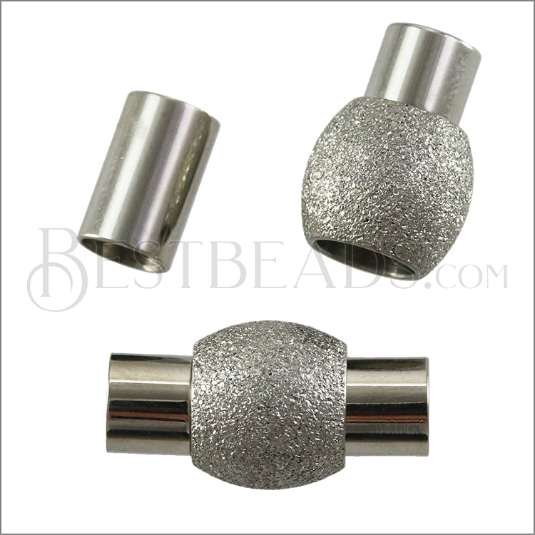 5mm round STAINLESS STEEL mag clasp STYLE 1 - SILVER - 10 clasps