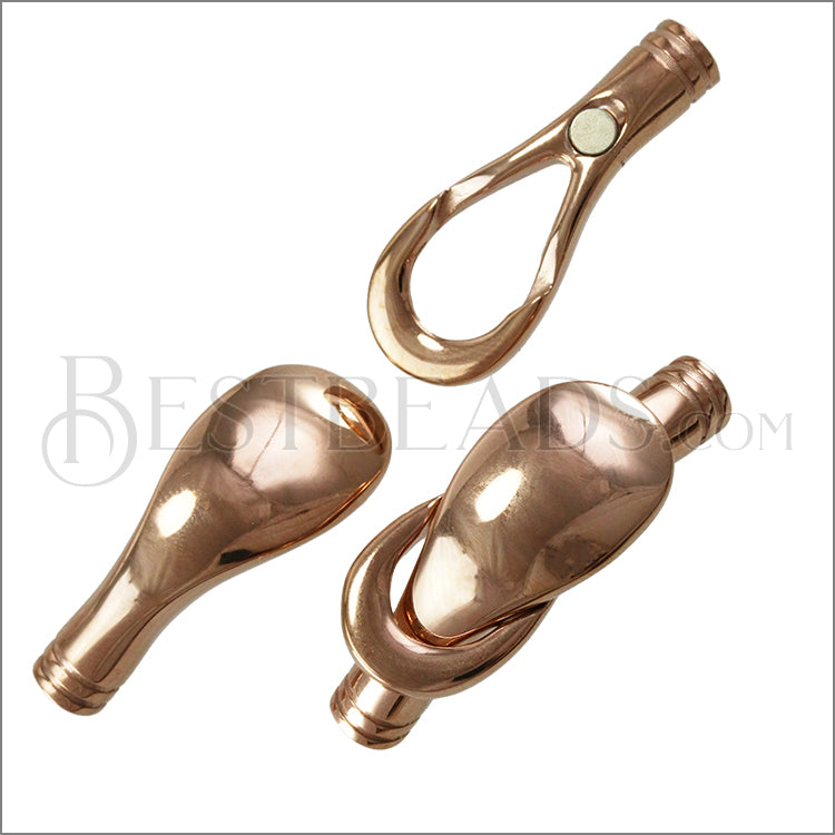 5mm round STAINLESS STEEL mag clasp STYLE 3 - ROSE GOLD - 5 clasps