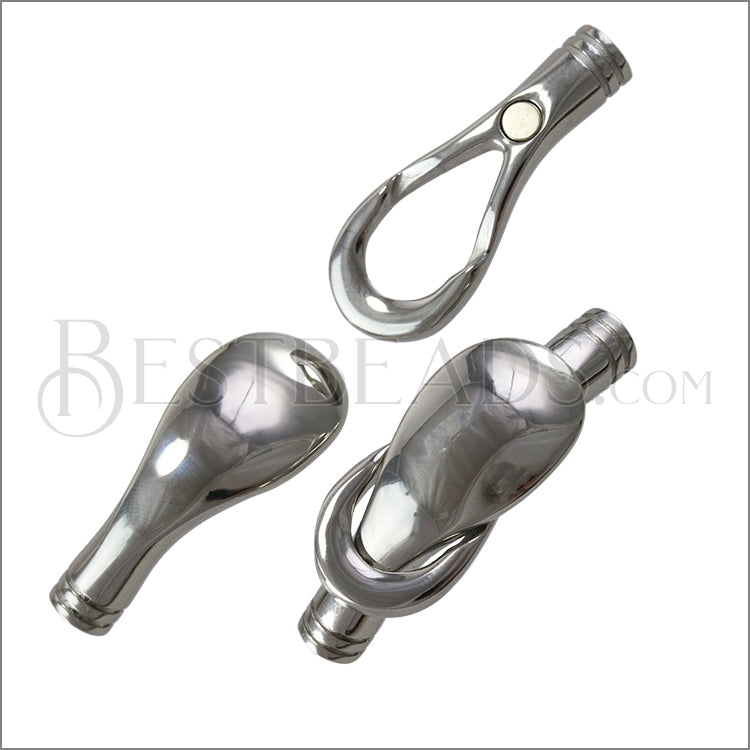 5mm round STAINLESS STEEL mag clasp STYLE 3 - SILVER - 5 clasps