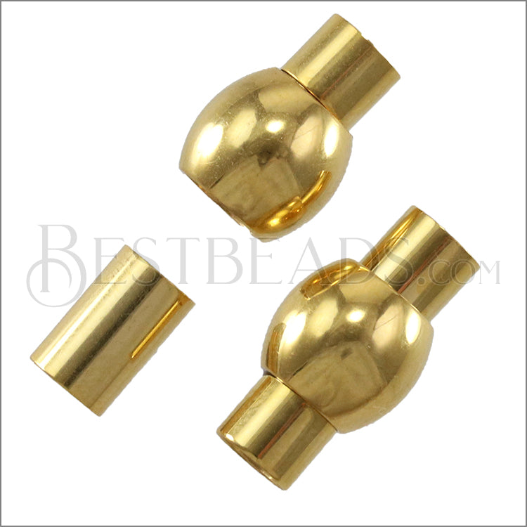 5mm round STAINLESS STEEL mag clasp STYLE 4 - GOLD - 10 clasps
