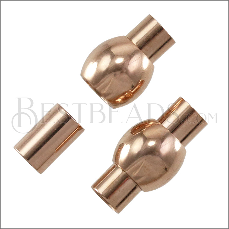 5mm round STAINLESS STEEL mag clasp STYLE 4 - ROSE GOLD - 10 clasps