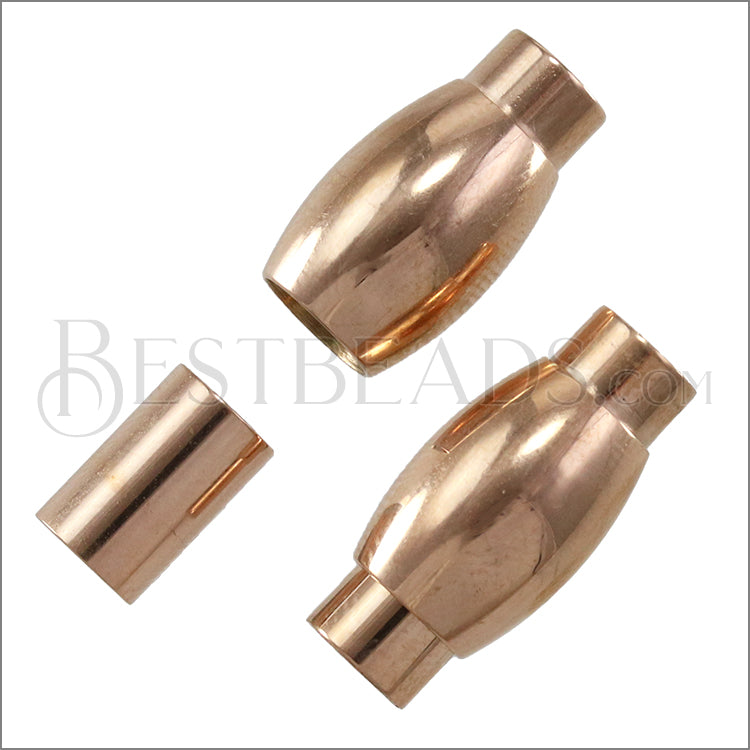5mm round STAINLESS STEEL mag clasp STYLE 5 - ROSE GOLD - 10 clasps