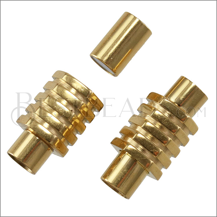 5mm round STAINLESS STEEL mag clasp STYLE 6 - GOLD - 10 clasps