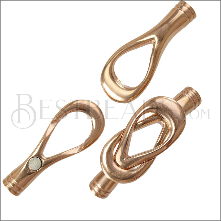 5mm round STAINLESS STEEL mag clasp STYLE 8 - ROSE GOLD - 5 clasps
