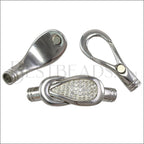 5mm round STAINLESS STEEL mag clasp STYLE 9 - SILVER CRYSTALS - 5 clasps