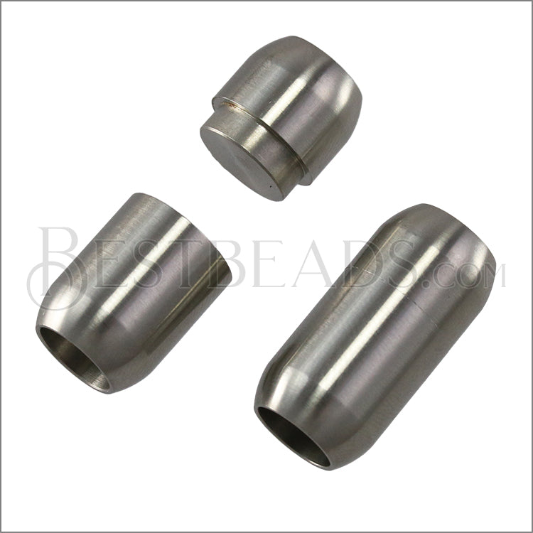 8mm round STAINLESS STEEL mag clasp STYLE 10 - SILVER - 10 clasps