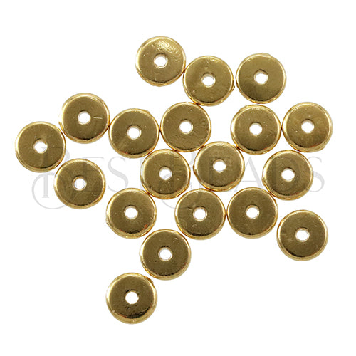 Disk 7mm (1mm hole) Spacer Bead GOLD - 100pcs