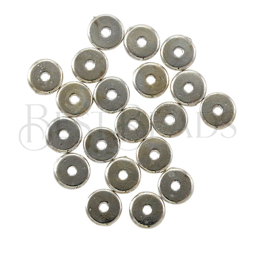 Disk 7mm (1mm hole) Spacer Bead RHODIUM - 100pcs