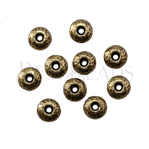 1mm round HAMMERED RONDELLE Bead ANT BRASS - 20 pcs