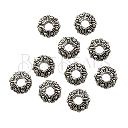 4mm round CASBAH Bead ANT SILVER - 10 pcs
