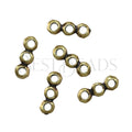 2mm round 3-HOLE BAR Bead ANT BRASS - 20 pcs