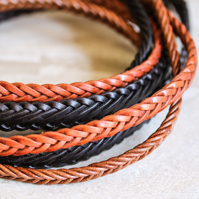 11 x 3.5mm Braided Leather Strip STYLE 3 5x3 - TAN