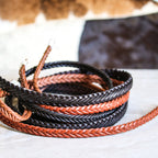 11 x 3.5mm Braided Leather Strip STYLE 3 5x3 - BLACK