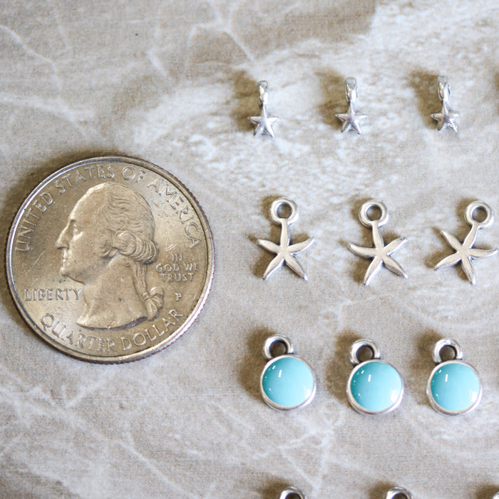 MINI Star Charm ANT SILVER - 10 pcs