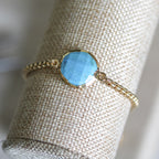 Bezel GEMSTONE Connector Charm GOLD - TURQUOISE HOWLITE - 2 pcs